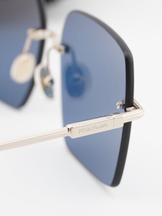 Salvatore Ferragamo SF311S 743 Square Rimless Sunglasses - Gold / Blue main image 5